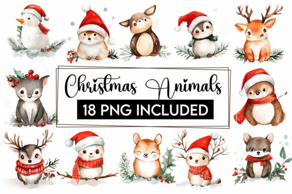 Download Christmas Baby Animals Clipart PNG Santa - Baby animals Collection