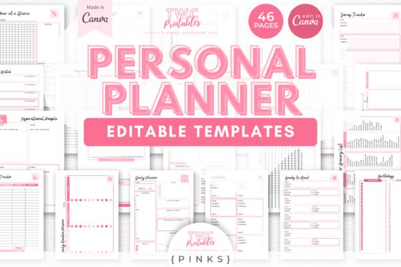 Download Personal Planner Canva Templates | PINKS - Premium Bundle