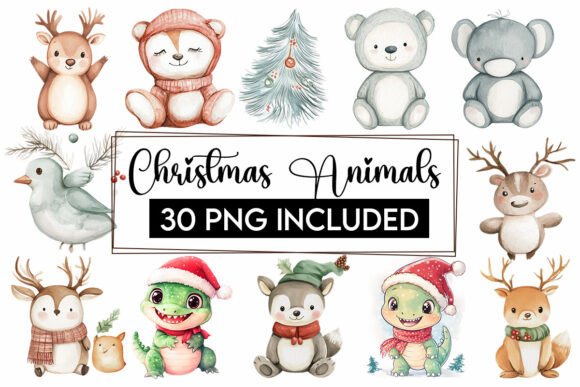 Download Christmas Baby Animals Clipart PNG Santa - Baby animals Collection