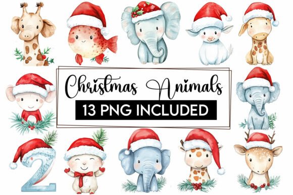 Download Christmas Baby Animals Clipart PNG Santa - Baby animals Collection