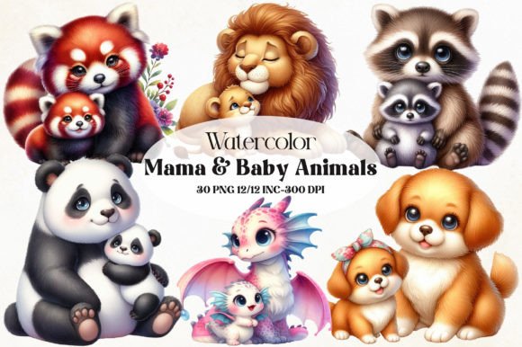 Download Cute Mama and Baby Animals PNG Clipart - Baby animals Collection
