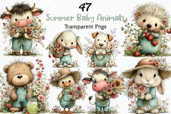 Download Whimsical Summer Baby Animals Clipart - Baby animals Collection