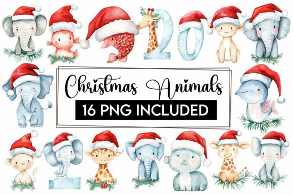 Download Christmas Baby Animals Clipart PNG Santa - Baby animals Collection