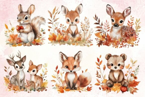 Download Autumn Woodland Baby Animals Watercolor - Baby animals Collection