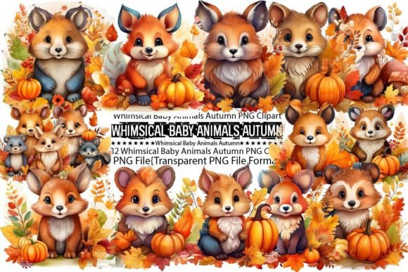 Download Whimsical Baby Animals Autumn PNG Bundle - Baby animals Collection
