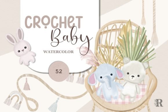 Download Crochet Baby Watercolor, Nursery Clipart - Crochet Collection