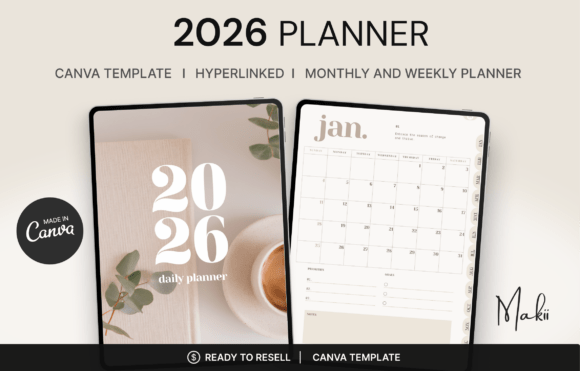 Download 2026 Digital Planner Canva Template - Premium Bundle